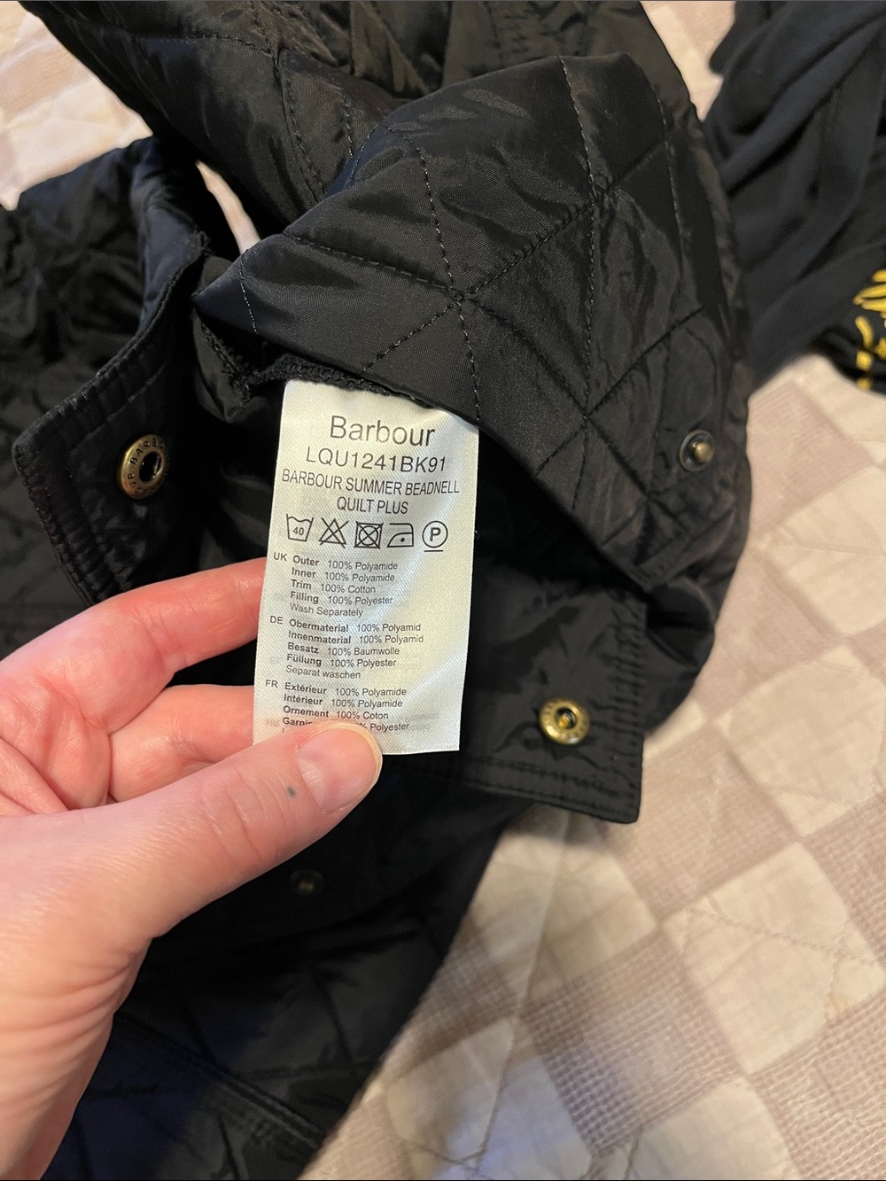 Barbour Black Quilted Snap-Front Jacket NWOT - Picture 7 of 8